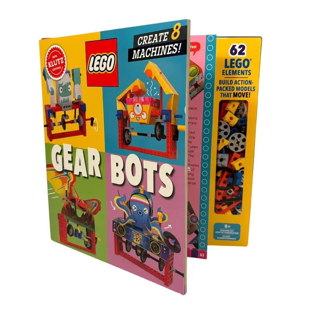 LEGO Gear Bots by Klutz Create 8 Moveable Machines 62 Lego Elements NEW IN BOX